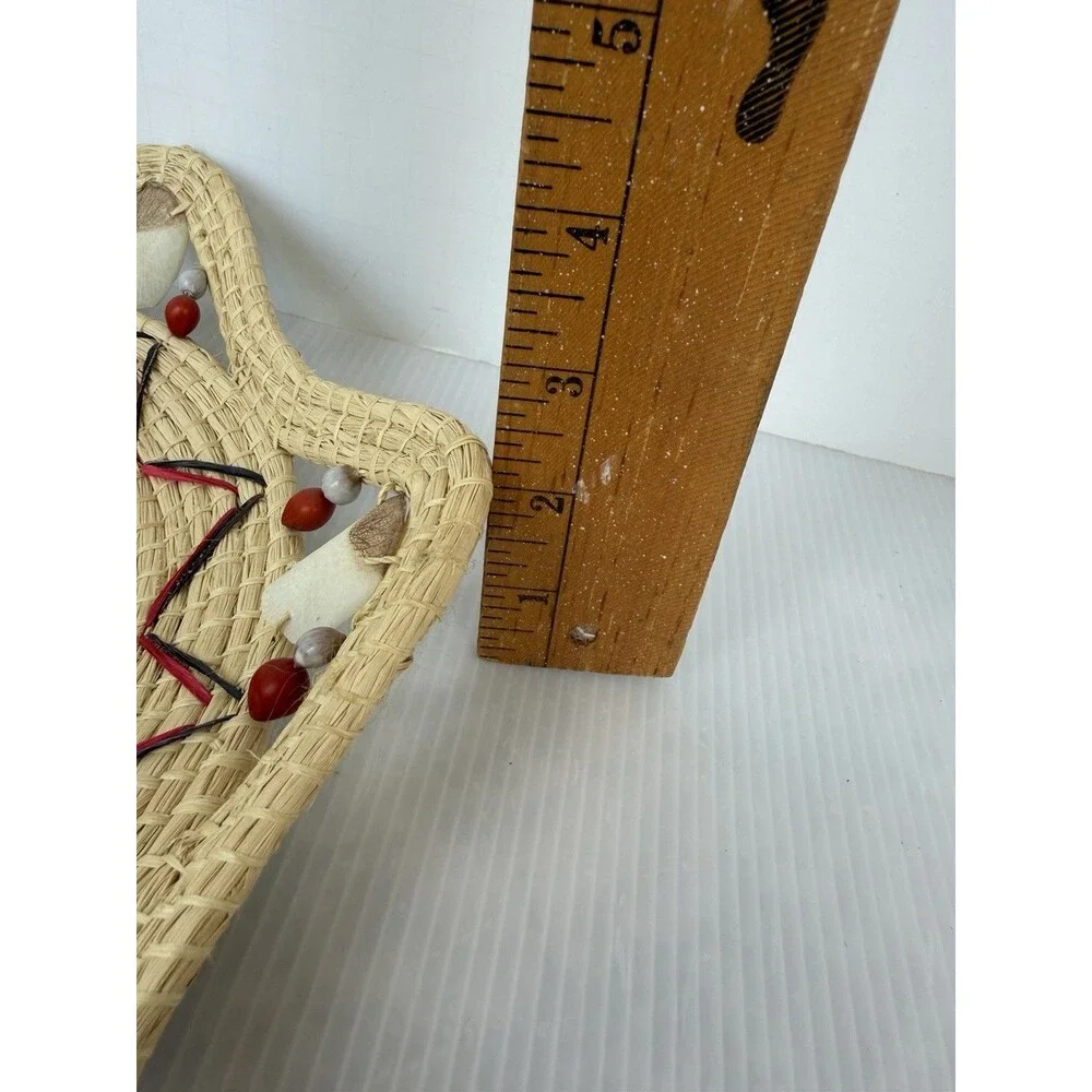 Vintage Hand Woven Butterfly Basket Shallow Decorative Wicker Boho Wall Decor